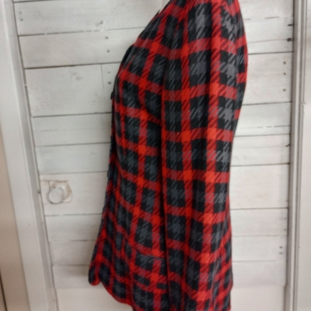 Cappagallo Vintage Red Plaid Wool Blend Blazer Jacket Size 8 with Shoulder Pads. - Picture 2 of 12